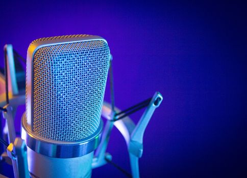 Microphone in sound recording studio