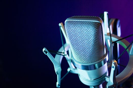 Microphone in sound recording studio