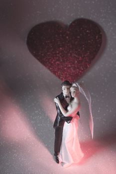 Newlyweds embraced bride and groom