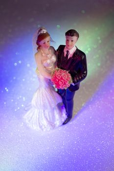 Newlyweds embraced bride and groom