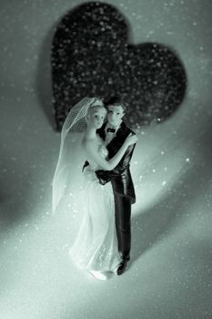 Newlyweds embraced bride and groom