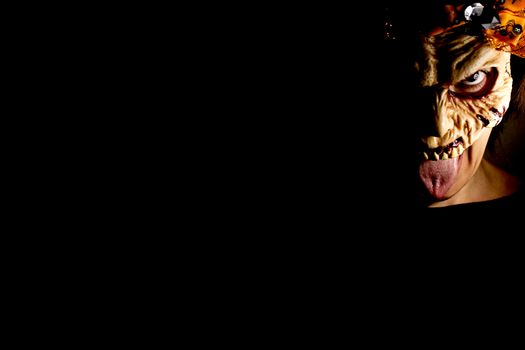 Portrait of a zombie woman at halloween party