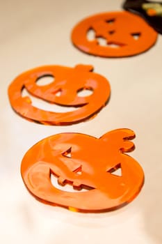 Pumpkin with face drawn for halloween.