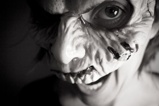 Portrait of a zombie woman at halloween party