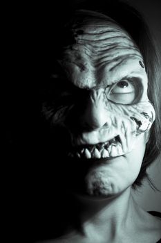Portrait of a zombie woman at halloween party