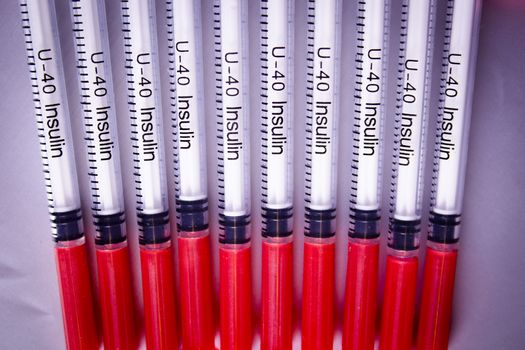Syringes for insulin of 40 units of measure