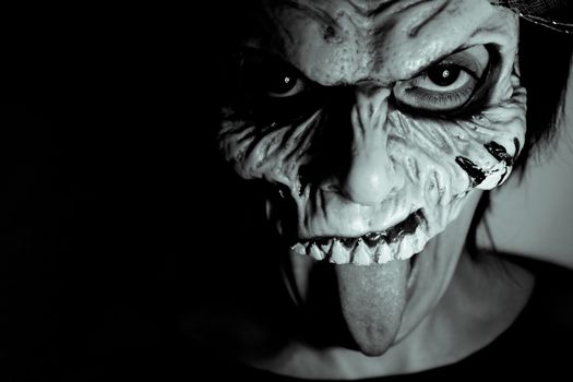 Portrait of a zombie woman at halloween party