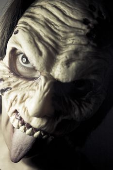 Portrait of a zombie woman at halloween party