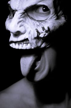 Portrait of a zombie woman at halloween party