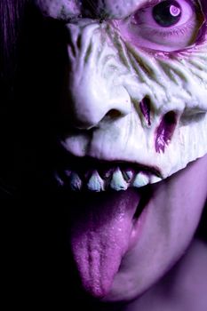 Portrait of a zombie woman at halloween party