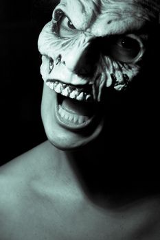 Portrait of a zombie woman at halloween party