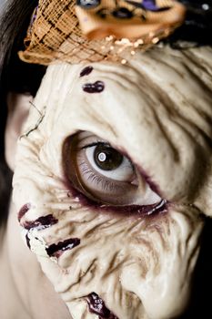 Portrait of a zombie woman at halloween party