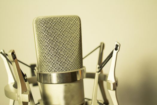 Professional microphone silver on whitw background