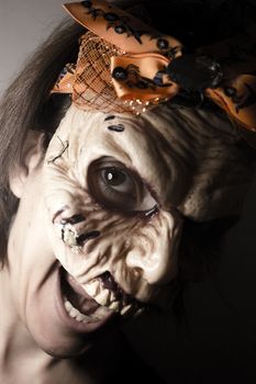 Portrait of a zombie woman at halloween party