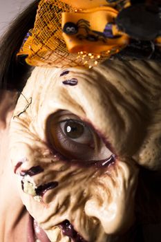 Portrait of a zombie woman at halloween party