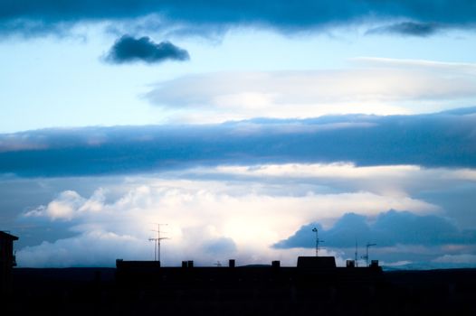 Sky with clouds and high contrast colors. Tranquil scene