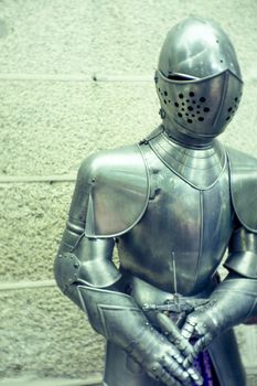 Portrait of the warrior knight armor. No people