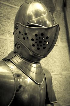Portrait of the warrior knight armor. No people