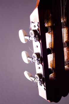Part of musical instrument with strings. Spanish guitar