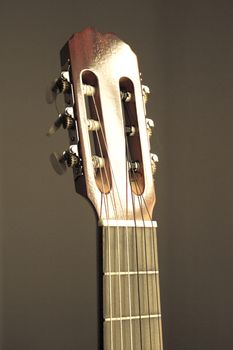 Part of musical instrument with strings. Spanish guitar