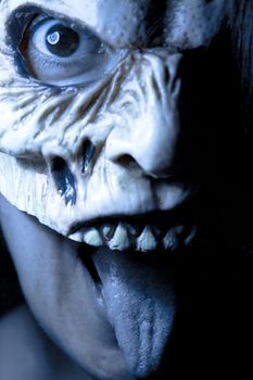 Portrait of a zombie woman at halloween party