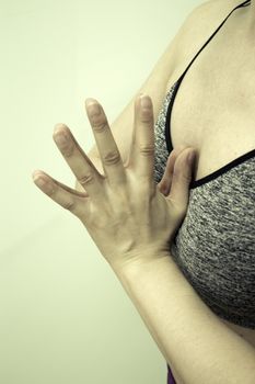 Womans hands practicing yoga and meditation positions.Mudras.