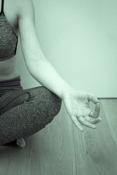 Womans hands practicing yoga and meditation positions.Mudras.