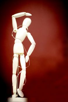 Wooden human figure. Without specific author. Copy space