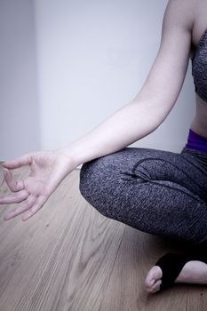 Womans hands practicing yoga and meditation positions.Mudras.