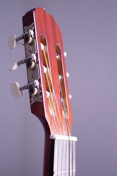 Part of musical instrument with strings. Spanish guitar