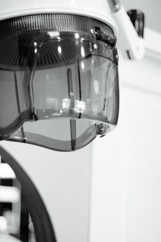 Programmable hair dryer in beauty salon. No people