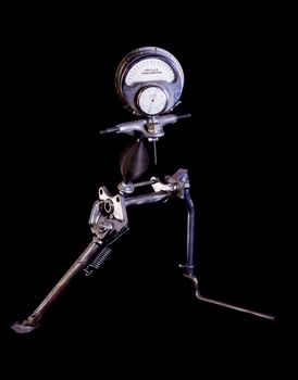 Modern sculpture made with recycled materials.  Similar to human emotions and gestures.