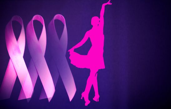 Breast cancer symbol. Three pink ribbons