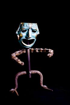 Modern sculpture made with recycled materials.  Similar to human emotions and gestures.