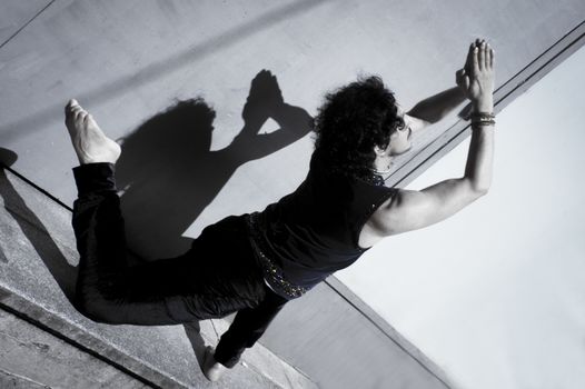 Bollywood dancer man over urban background