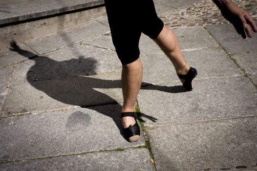Ballet dancer man with black mallot and ballet tips
