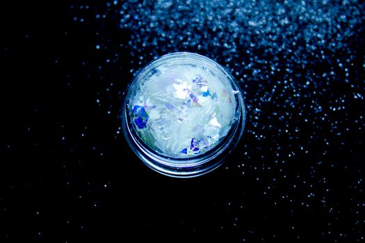 Acrylic nail decoration powder. No people