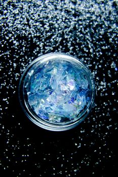 Acrylic nail decoration powder. No people