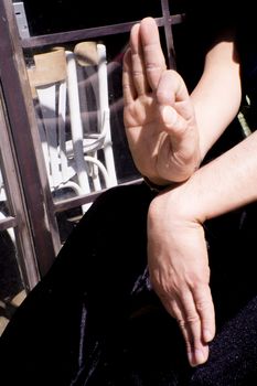 Bollywood dancer man over urban background