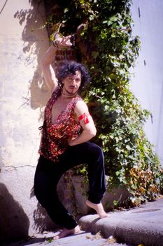 Bollywood dancer man over urban background