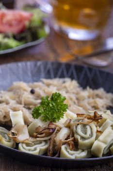 bavarian maultaschen pasta in a pan