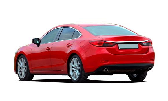 red sedan on white background