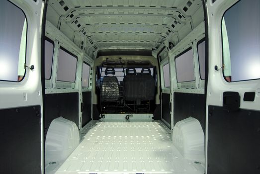 Inside commercial van