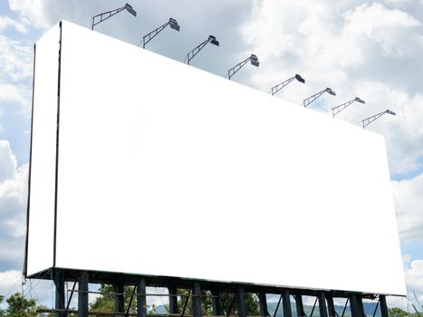 Advertising concept, Blank template outdoor for advertising or blank billboard on sky with cloud.