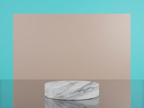 Product stand white marble, 3D Rendering