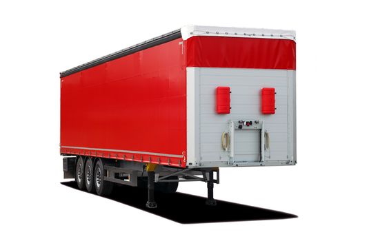 parked semi trailer truck on a white background