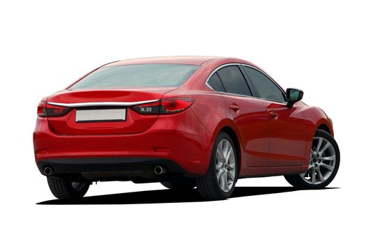 red sedan on white background