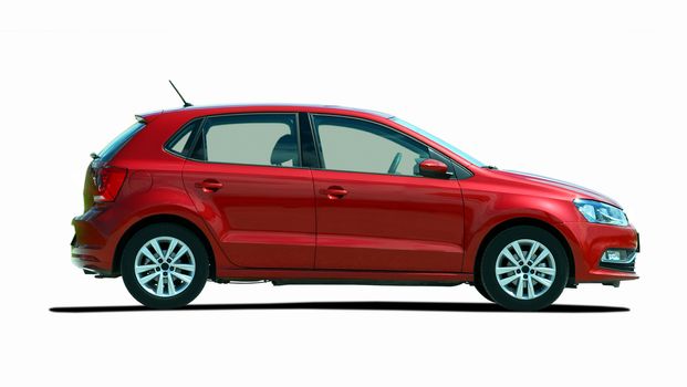 red car on white background