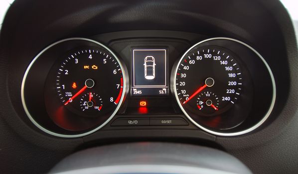 illuminated instrument panel with the passenger car