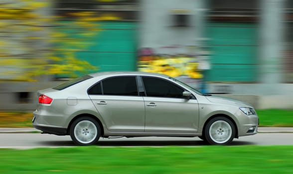 car photographed at high speeds